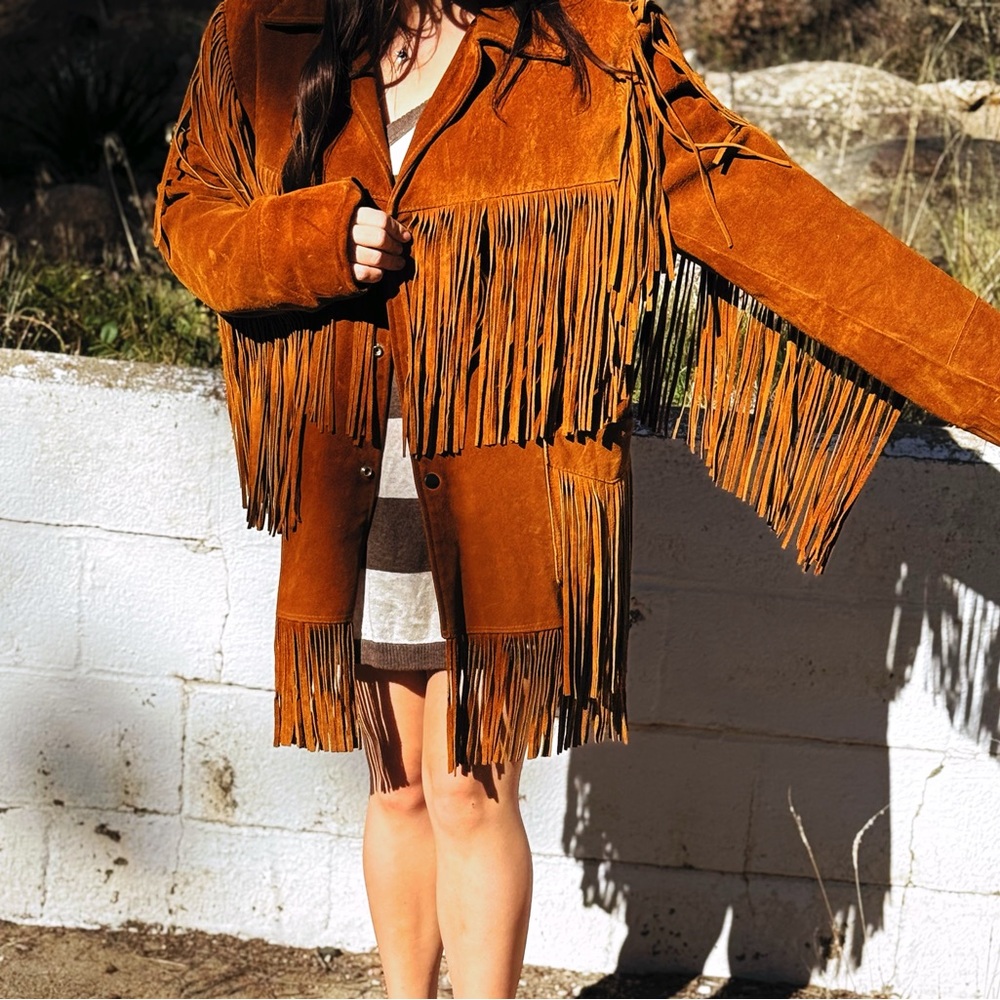 1970s Suede Fringe Jacket – “Jo‑Kay”